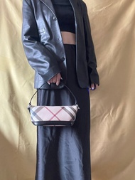 BURBERRY Check Shoulder Bag米色格仔腋下手提包 中古Vintage