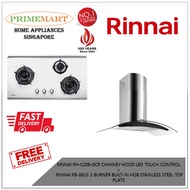 RINNAI RH-C209-GCR CHIMNEY HOOD LED TOUCH CONTROL  +  RINNAI RB-93US 3 BURNER BUILT-IN HOB STAINLESS STEEL  BUNDLE DEAL