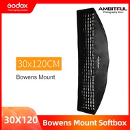Godox 12"x 47" 30 x 120cm Bowens Mount Strip Honeycomb Grid Rectangular Softbox for Photo Strobe Stu
