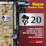 House Number Plate Nombor Rumah 门牌 Stainless Steel 304 白钢门牌 C6112