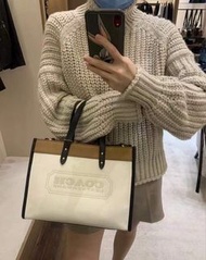 Coach 蔻馳 新款 Field30 拼色 帆布 運動織帶 小號 托特包 0777 經典 簡約款 尺寸: 30*23*15