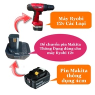 Đế Chuyển Pin Makita Thông Dụng Dùng cho Máy Ryobi 12V In Nhựa Chịu Lực Siêu Cứng - Bộ Chuyển Đổi Ma