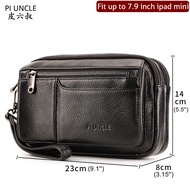 PI UNCLE Brand Most Popular Genuine Leather Mens Clutch Bags Hand Caught Bag Fashion Women Shopping Large Wallet Cards Cell Phone Pouch Long Money Purse Male Large Capacity Office Bag For Documents Multifunctional Male Wrist Bags Soft Natural Cowhide