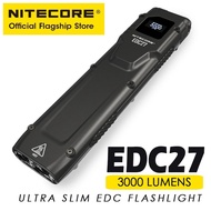 NITECORE ไฟฉาย EDC27ชาร์จ USB-C ได้ไฟฉายยุทธวิธีขนาดเล็กไฟฉายห้อยพวงกุญแจ EDC Troch Light 3000ลูเมน
