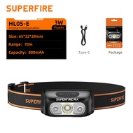 SUPERFIRE HL05-E Mini LED Headlamp With Motion Sensor Headlight USB Rechargeable Lantern Camping Fis