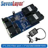 1pcs Gigabit Ethernet fiber switch 2 RJ45 UTP 2 SC fiber Gigabit Fiber Optical Media Converter 2SC 2RJ45 Ethernet 10/100/1000M PCB