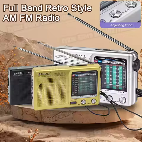 KK9 Full Band FM Radio Mini Portable Pocket Radio AM FM Radio LCD Display Digital Radio Battery Oper