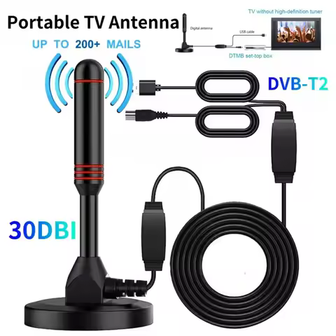 Portable HD TV Antenna Digital HD Aerial 30DBI HD Digital TV Antenna with Amplifier DVB-T2 Quick Res