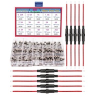 5x20 mm Fuse Holder Inline Screw Type with Wire Combo Kit:Provides Red Wire and 150PCS Fast Blow Gla