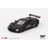 MINI GT 1:64 Corvette Z06 GT3.R Road America Test car Black Diecast Model Car