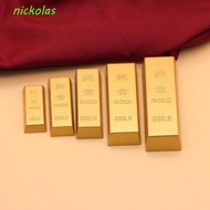 NICKOLAS Simulation Gold Brick, Solid Handicraft Gold Bar Ornaments, Realistic Carved Alloy Craft Lucky Gold Bar Business