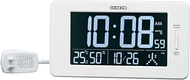 Seiko DL216W Radio Controlled Table Clock, Digital, White LED Watch, White, 4.9 x 9.1 x 0.9 inches (126 x 230 x 23 mm)