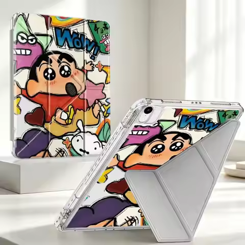 Cartoon Crayon Shin Chan With Pen Slot Cover Tablet Case For iPad 12th Pro 13 2025 2026 10th Gen 11t