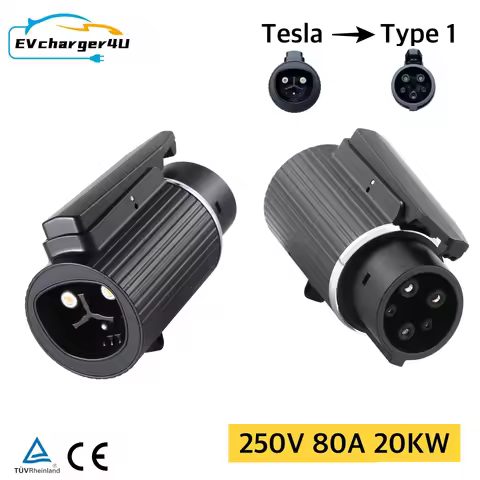 EVcharger4U Tesla to SAE J1772 Type 1 EV Adapter 250V 80A Max. Female to Male Charging Adaptor Conve