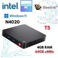 Beelink T5 T4 Pro Windows 11 Mini PC 4GB DDR4 RAM 64GB Intel N4020 Computer Desktop CPU WiFi BT 5.0