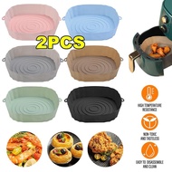 2pcs Silicone Air Fryers Oven Baking Tray Pizza Fried Chicken Airfryer Silicone Basket Reusable Airfryer Pan Liner Accessories