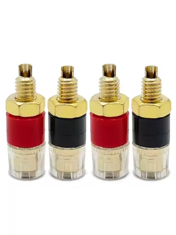 Speaker Binding Posts Gold Plated Brass Banana Plug Terminal with Transparent Shell for Amplifier an
