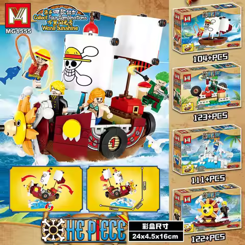 One Piece Wanli Pirate Ship Sailing Ship Building Blocks Cartoon Pirate Ship Bricks Set Toys for Chi