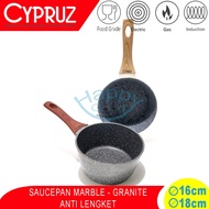 CYPRUZ 16-18CM SAUCE PAN | Non-stick MARBLE GRANITE Induction Frying Pan
