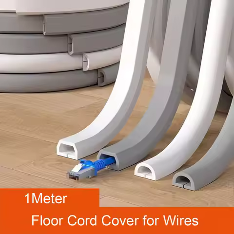 PVC Floor Cord Cover For Cable Management, Low Profile Wire Hider To Prevent Tripping In Home Office