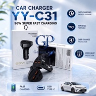 Car Charger YY-C75 PD 55w 2usb + 1Usb Type C Plug | 55w Car Charger | 55w 3Port Car Charger Head [GL