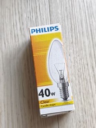 全新 Philips 飛利浦 40W 透明蠟燭燈泡 (E14 小螺絲頭) | 經典鎢絲燈 復古水晶燈吊燈專用