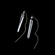 透明空氣感日常 /  雷姆利亞 高頻能量白水晶小原石柱子 耳環