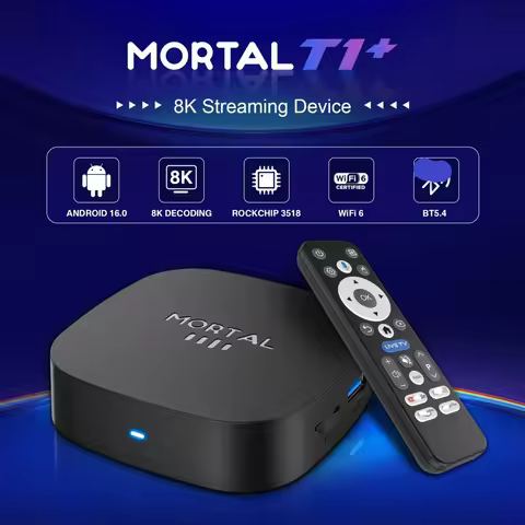 10pcs Lot Mortal T1 Plus Rockchip RK3518 Smart 2G 8G/16G BT5.4 Android 16.0 TV Box Wifi6 2.4G&5G Voi