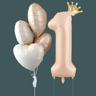 6pcs Number & Heart Design Decorative Balloon, Modern Polyamide Balloon For Party Arrangement