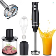 SOKANY 1710-4 Immersion Hand Blender Set 4-In-1 Powerful 500W 2 Variable Speeds Stainless Steel Handheld Blender Stick Mixer with Egg Whisk / Chopper Bowl / Measuring Cup Ideal for