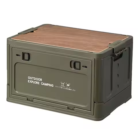 30L Foldable Storage Box with Wooden Lid Collapsible Storage Bin Large Capacity Multifunctional Home