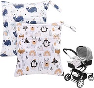 SubTack Wetbag Nursery - Pack of 2 Wet Bag with Zip, Reusable Wet Bag for Nappies, Clothes, Travel, 