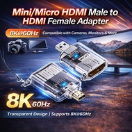 8K@60Hz Mini HDMI Male to HDMI Female Adapter, 48Gbps High Speed Micro HDMI to HDMI 2.1 Converter , 