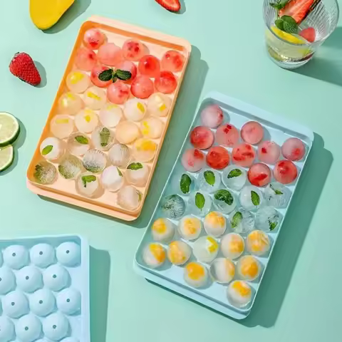 1PC Premium Silicone Ice Cube Tray 33-Cavity round Diamond Design Food-Grade Plastic for Cocktails D