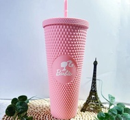 DAPHNE-HOME ORIGINAL KOREAN Pink Cup Barbiee Studded Tumbler Barbies Movie Straw Water Bottle Bling 
