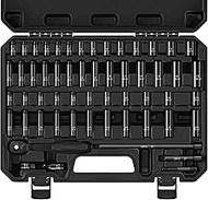 Aloanes 56-Piece 1/4" Drive Socket Set, SAE (5/32"-9/16") & Metric (4mm-15mm), Deep & Shallow, 72-To