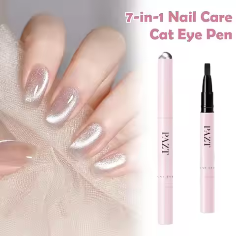 7-in-1 Cat Eye Nail Gel Pen with Built-in Magnet, One Step Nail Care Cat Eye Polish Pen, Portable La