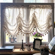 Tie Up Linen Curtains Nature Linen Textured Privacy Curtain Multi Hanging Ways Shade Balloon Window Shade Rod Pocket Casual Curtain