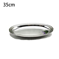 Piring Saji Oval Stainless Steel Tebal Nampan Oval Untuk Kukus Tim Ikan Sate Sayuran Piring Shusi