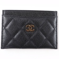 全新☆香奈兒 (CHANEL) 魚子醬皮 Coco Mark Matelassé 卡包/證件包 黑色 金色五金 義大利製 女士