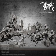 YuFan Model 1/35 Resin figure model kits self-assembled YFWW-2068 (7 Soldier + platform full set)
