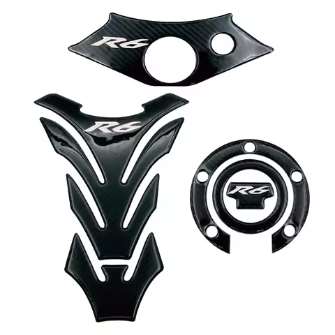 Motorcycle 3D Carbon Fiber Look Tank Pad Protector Decals Steering Bracket Cover Decal Sticker For Y