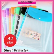 A4 11 Holes PP Sheet Protector Button Bag | File Holder | Document Holder | Pocket File with 11 Hole