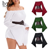 B2C ฟีนิกซ์เสื้อผู้หญิงเสื้อคอร์เซ็ทเสื้อโจรสลัดยุคกลางเสื้อลายโจรสลัดเสื้อเปิดไหล่มีสายรัดสำหรับผู้