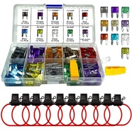 MuHize 12V Mini Fuse Holder - 120 Pcs Multi-Size Blade Fuses (2A 3A 5A 7.5A 10A 15A 20A 25A 30A 35A)