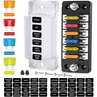 DaierTek 6 Way Fuse Block Blade Fuse Box with Negative Bus 6 Circuit Fuse Holder Fuse Block w/Negati