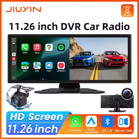 JIUYIN 4K Dual Lens Dashcam 6" 11.26" Touch Screen Carplay Android Auto GPS 5G WiFi FM BT Truck Came
