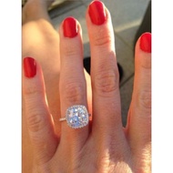 Xiaomei 925 Sterling Silver Cushion Cut 4ct AAA Halo Solitaire Engagement Ring Cushion Cut Halo Soli