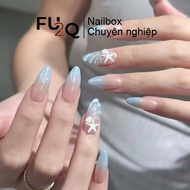 Nailbox Fu2Q Ombre Starfish Blue – Feminine, Cool, Extremely Trendy Short Fake Nails