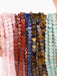 20 Piezas De Cuentas De Piedras Preciosa Natural De 6*2mm Con Forma De Corazón Plano Y Con Cristales, Ágata, Cuarzo, Piedra Ojo De Tigre, Cuentas Sueltas Para Hacer Joyas Diy, Collares, Aretes, Pulseras